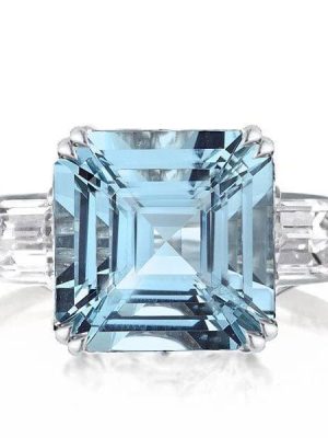 Sterling Silver Aquamarine Engagement Ring for Women, 9.52 CT Center Stone