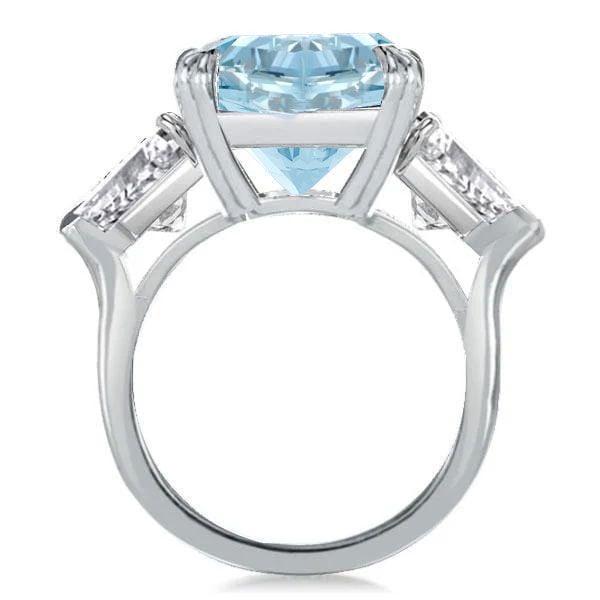 Sterling Silver Aquamarine Engagement Ring for Women, 9.52 CT Center Stone