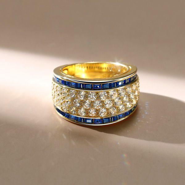 18K Gold Plated Sterling Silver Paved Anniversary Wedding Band for Women