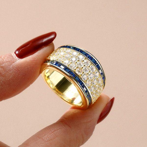 18K Gold Plated Sterling Silver Paved Anniversary Wedding Band for Women