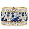 Blue Multi-Row Eternity Wedding Band - 925 Sterling Silver Ring for Women