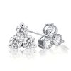 Sterling Silver Three Stone Round Cut Stud Earrings