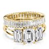 Emerald 3 Stone Bridal Set - 18K Gold Plated Sterling Silver