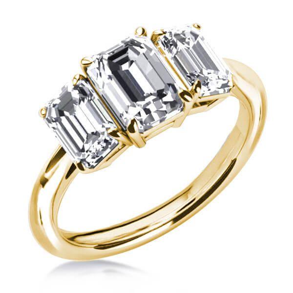Emerald 3 Stone Bridal Set - 18K Gold Plated Sterling Silver