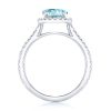 Halo Oval Aquamarine Engagement Ring Set - Sterling Silver