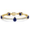 Blue and White Multi-Cut Sapphire Tennis Bracelet in Rhodium-Plated Sterling Silver