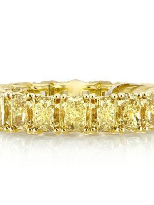 Golden Radiant Eternity Wedding Band - 18K Gold Plated Sterling Silver, 4.00 CT. TW.
