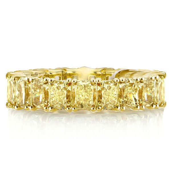 Golden Radiant Eternity Wedding Band - 18K Gold Plated Sterling Silver, 4.00 CT. TW.