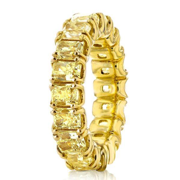 Golden Radiant Eternity Wedding Band - 18K Gold Plated Sterling Silver, 4.00 CT. TW.