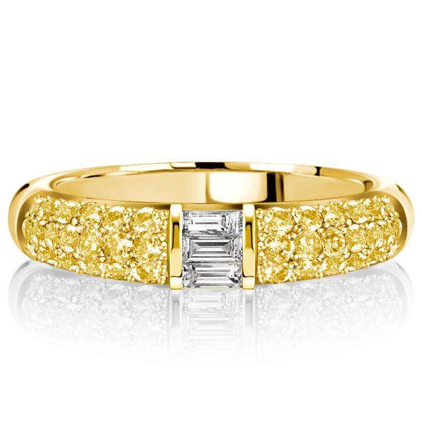 Baguette Yellow Topaz Half Eternity Wedding Band in Sterling Silver