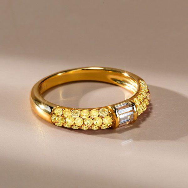 Baguette Yellow Topaz Half Eternity Wedding Band in Sterling Silver