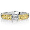 Baguette Yellow Topaz Half Eternity Wedding Band in Sterling Silver
