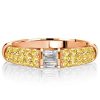 Baguette Yellow Topaz Half Eternity Wedding Band in Sterling Silver