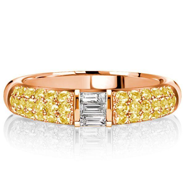 Baguette Yellow Topaz Half Eternity Wedding Band in Sterling Silver