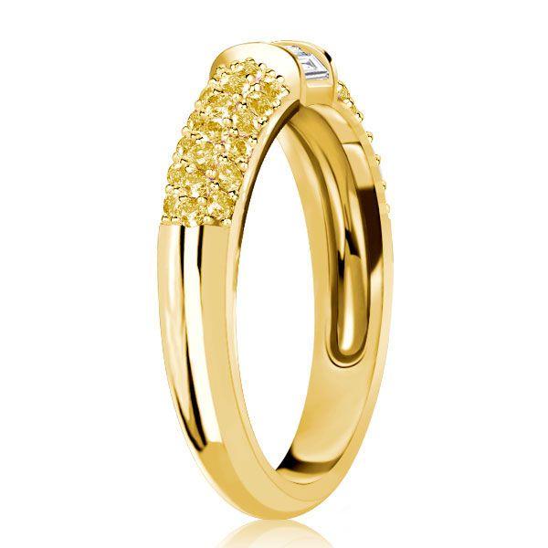 Baguette Yellow Topaz Half Eternity Wedding Band in Sterling Silver