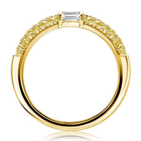 Baguette Yellow Topaz Half Eternity Wedding Band in Sterling Silver
