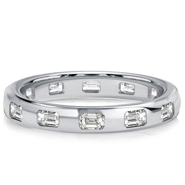 1.20 CT Emerald Cut Eternity Band Ring for Women in Rhodium Plated Sterling Silver