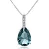 Pear Aquamarine Pendant Necklace - 925 Sterling Silver, 4.00 CT