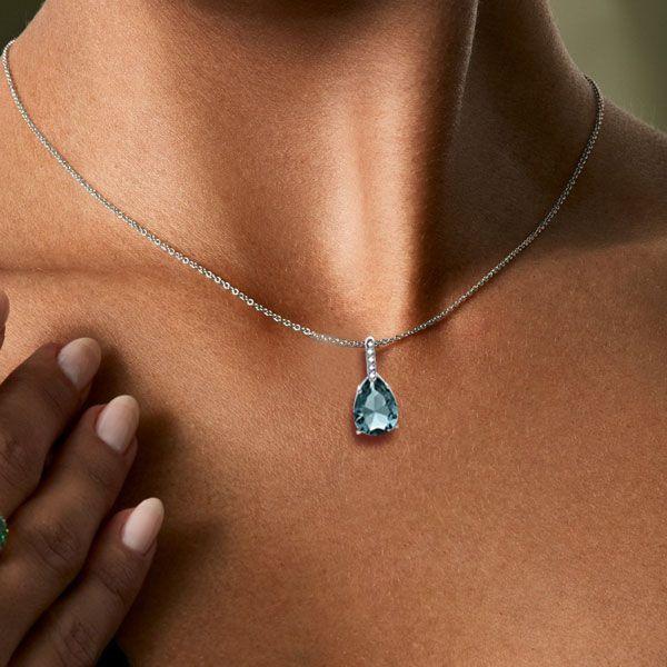 Pear Aquamarine Pendant Necklace - 925 Sterling Silver, 4.00 CT