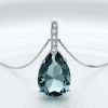 Pear Aquamarine Pendant Necklace - 925 Sterling Silver, 4.00 CT