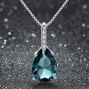 Pear Aquamarine Pendant Necklace - 925 Sterling Silver, 4.00 CT