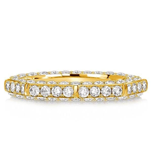 Triple Row Pave Wedding Band Ring for Women, 2.25 CT. TW., 925 Sterling Silver
