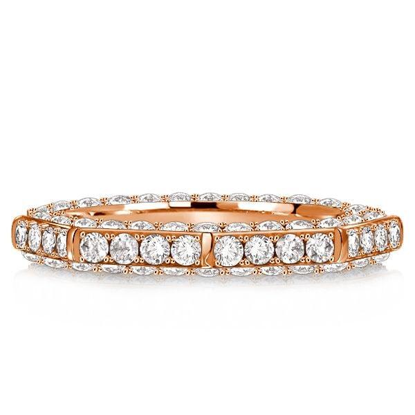 Triple Row Pave Wedding Band Ring for Women, 2.25 CT. TW., 925 Sterling Silver