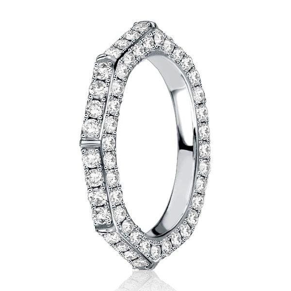 Triple Row Pave Wedding Band Ring for Women, 2.25 CT. TW., 925 Sterling Silver