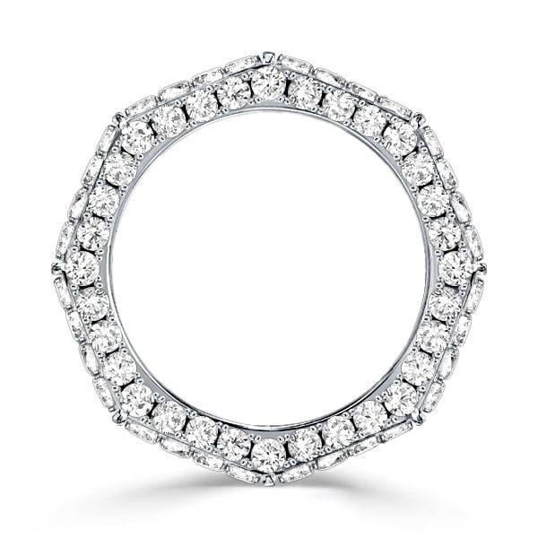 Triple Row Pave Wedding Band Ring for Women, 2.25 CT. TW., 925 Sterling Silver