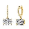 Oval Cut Solitaire Hoop Earrings for Women - Sterling Silver, White Stone