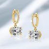 Oval Cut Solitaire Hoop Earrings for Women - Sterling Silver, White Stone