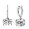 Oval Cut Solitaire Hoop Earrings for Women - Sterling Silver, White Stone