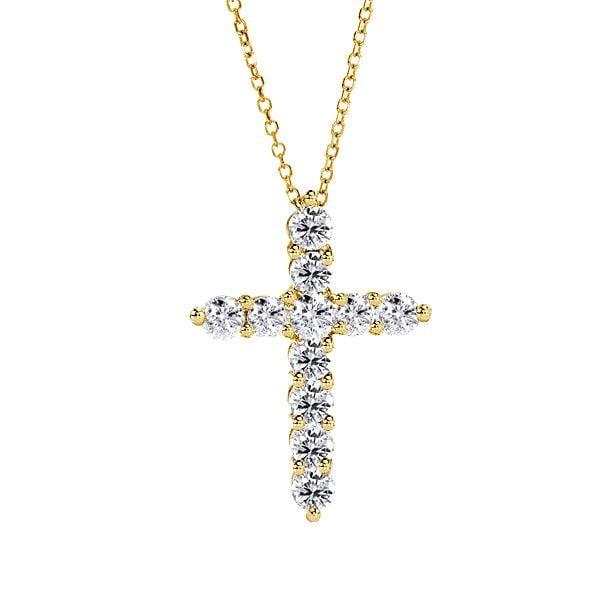18K Gold Plated Sterling Silver Cross Pendant Necklace with Lobster Clasp
