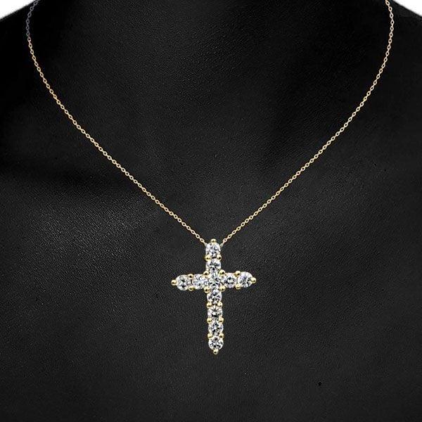 18K Gold Plated Sterling Silver Cross Pendant Necklace with Lobster Clasp