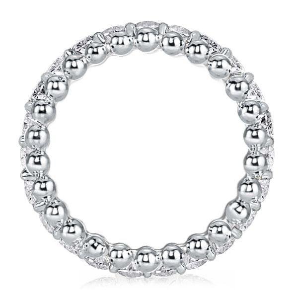 1.84 CT. TW Round Cut Triple Row Eternity Wedding Band in Rhodium Plated 925 Sterling Silver