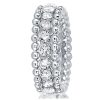 1.84 CT. TW Round Cut Triple Row Eternity Wedding Band in Rhodium Plated 925 Sterling Silver