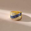 Criss-Cross Anniversary Ring - Blue & White CZ in 18K Gold Plated Sterling Silver