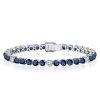 Sterling Silver Blue Round Cut Cubic Zirconia Tennis Bracelet for Women