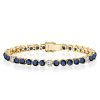 Sterling Silver Blue Round Cut Cubic Zirconia Tennis Bracelet for Women
