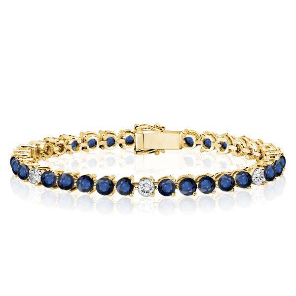 Sterling Silver Blue Round Cut Cubic Zirconia Tennis Bracelet for Women