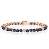 Sterling Silver Blue Round Cut Cubic Zirconia Tennis Bracelet for Women