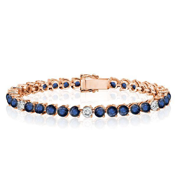 Sterling Silver Blue Round Cut Cubic Zirconia Tennis Bracelet for Women