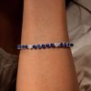 Sterling Silver Blue Round Cut Cubic Zirconia Tennis Bracelet for Women