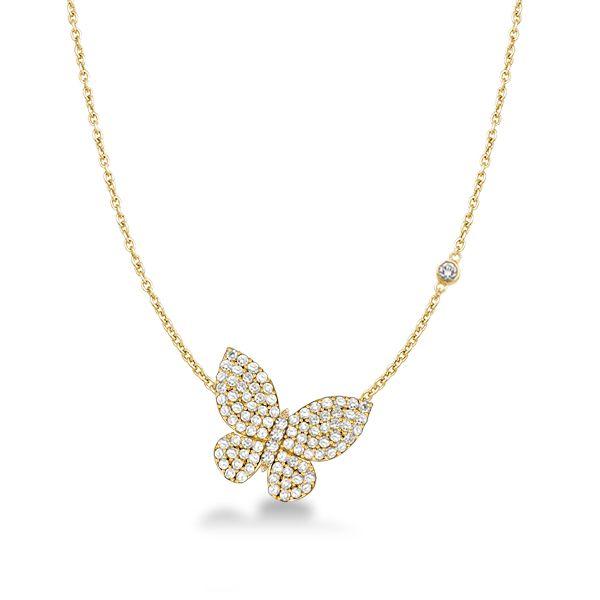 Dancing Butterfly Sterling Silver Pendant Necklace - Round White Charm for Women