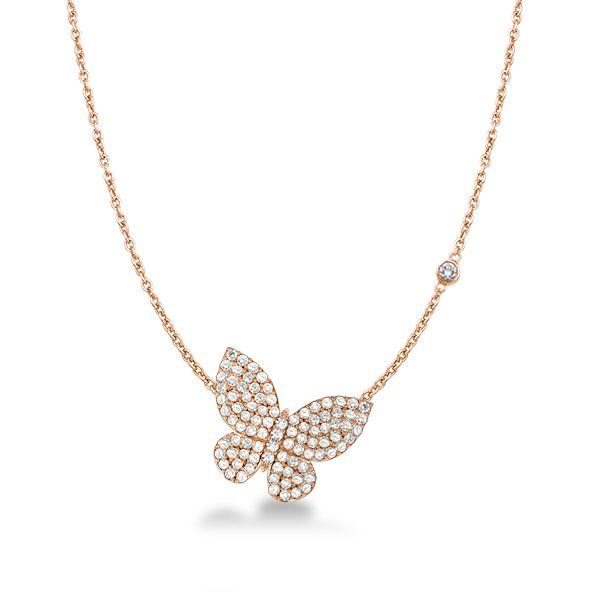 Dancing Butterfly Sterling Silver Pendant Necklace - Round White Charm for Women