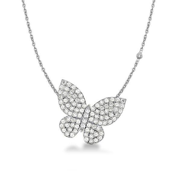 Dancing Butterfly Sterling Silver Pendant Necklace - Round White Charm for Women