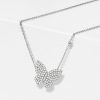 Dancing Butterfly Sterling Silver Pendant Necklace - Round White Charm for Women