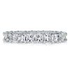 Created White Sapphire Cushion Cut Eternity Wedding Band in Rhodium-Plated Sterling Silver