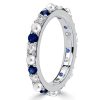 Sterling Silver White & Blue Sapphire Pearl Eternity Band Ring for Women