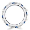 Sterling Silver White & Blue Sapphire Pearl Eternity Band Ring for Women